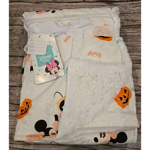 Disney Baby Minnie Mouse Halloween Design Soft Minky Fleece & Sherpa Blanket(24)